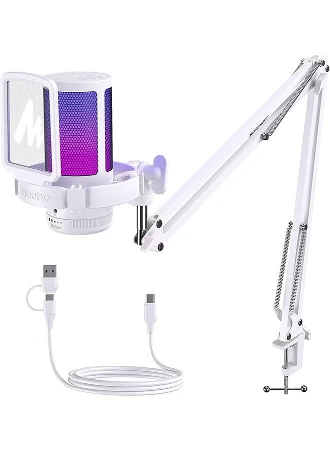 MAONO USB Gaming Microphone with Noise Cancellation, Computer PC Condenser Mic with RGB Light, Mute, Gain, Monitoring for Streaming, Podcast, YouTube, Twitch, Discord, PS5/4, GamerWave DGM20S - Image 1